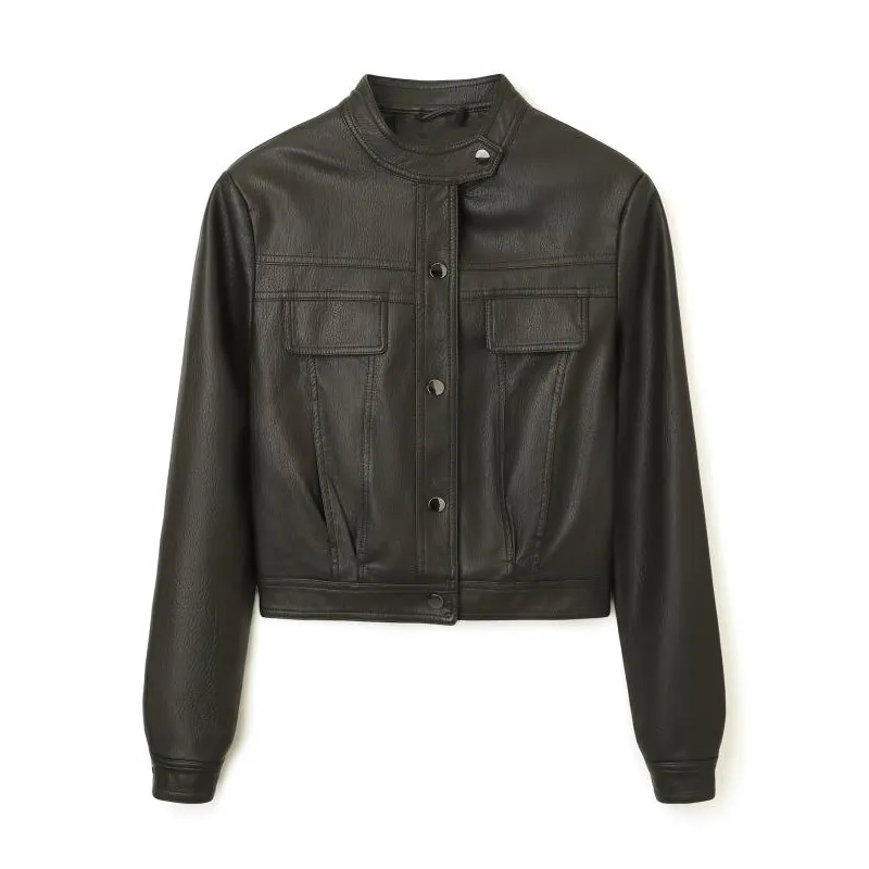 Giacca in morbida ecopelle burrosa in stile vintage americano