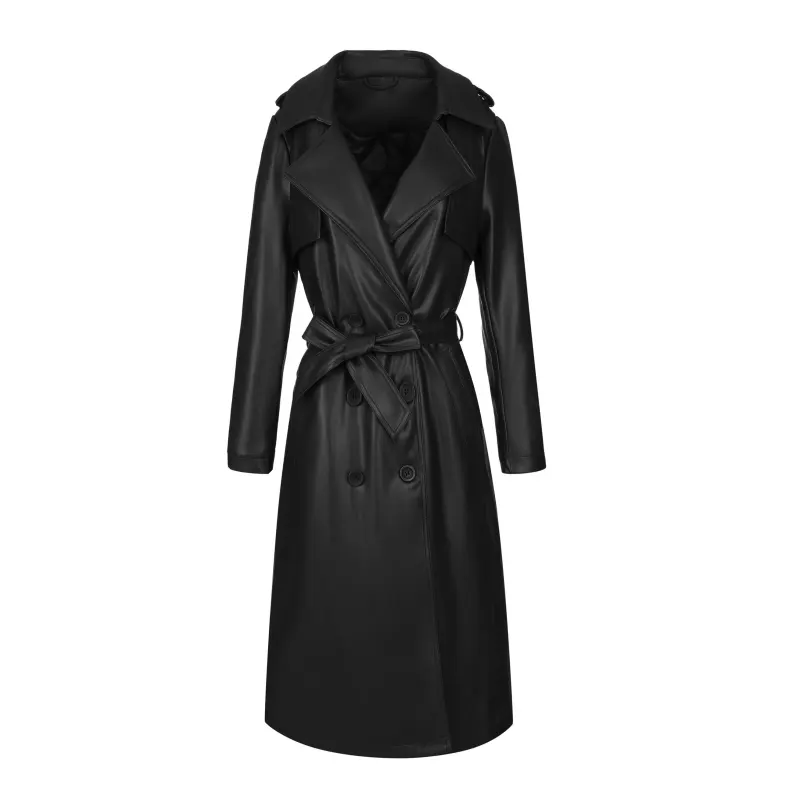 Trench pesante in ecopelle con cintura