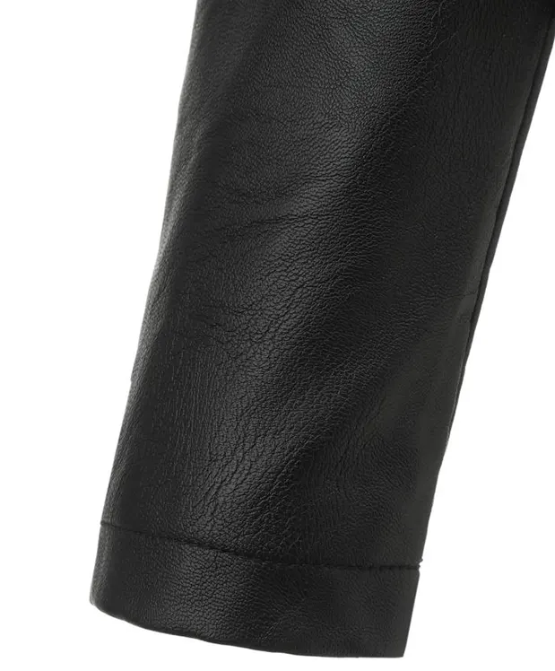 Quilted Shoulder Faux Leather Jacket with Stand Collar