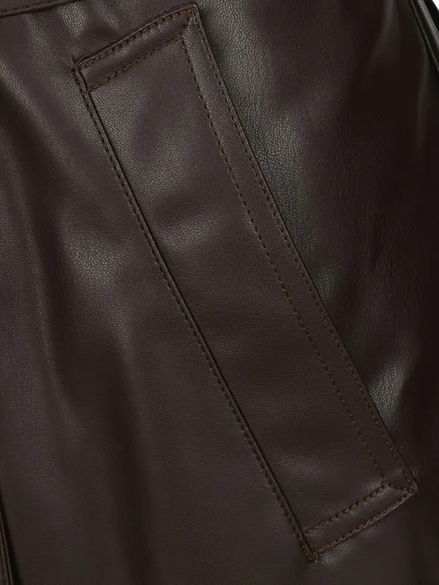 Heavyweight Faux Leather Trench Coat with Belt