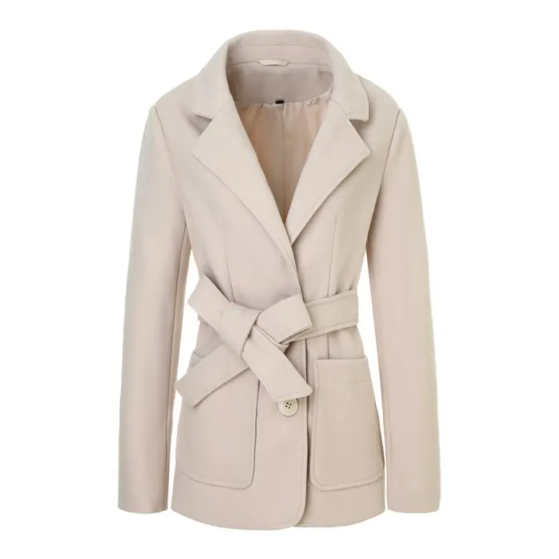 Trench in lana da ufficio slim fit con cintura in colori pastello