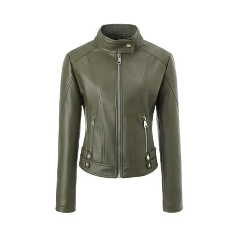 Giacca da moto sportiva in pelle PU con colletto rialzato